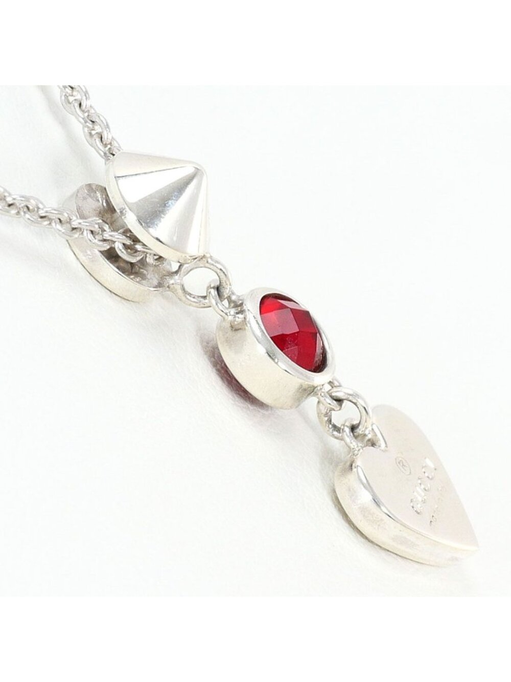 Gucci 925 Sterling Silver Necklace Red Topaz 41 cm - Picture 2 of 6